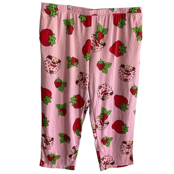 Strawberry Shortcake Pajama Pants Womens 3XL Pink Soft Cozy Lounge Pockets - Picture 1 of 6
